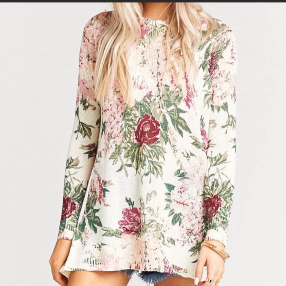 New Show me your Mumu floral knit sweater large